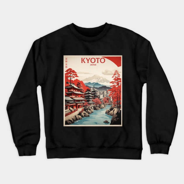 Kyoto Japan Travel Vintage Tourism Poster Crewneck Sweatshirt by TravelersGems